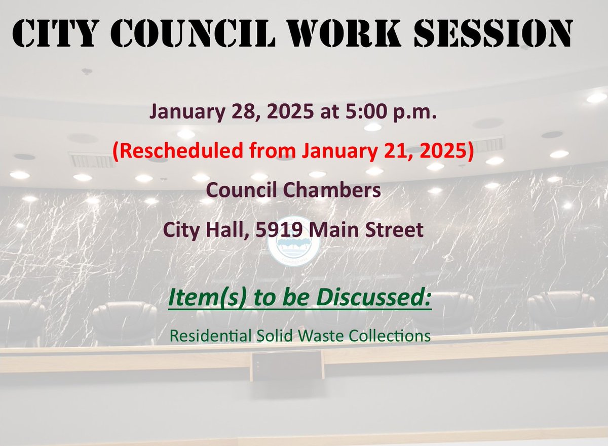 CityNPR's tweet photo. Due to a lack of quorum, the City Council work session scheduled for 4PM today (1/21/25) has been rescheduled to Tuesday, January 28th at 5PM. https://t.co/hfhVpiSBIi