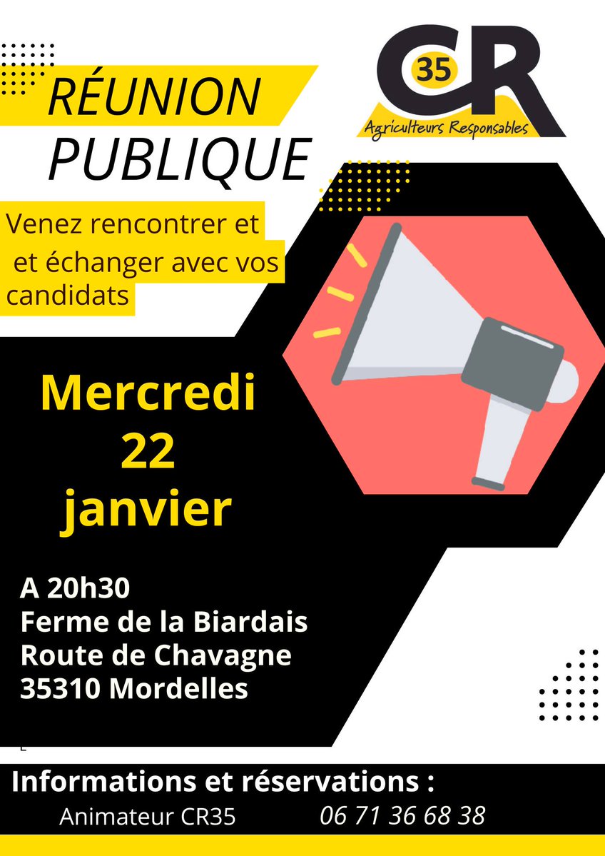 coordinationrur's tweet photo. 🟡⚫️ DE NOMBREUX APÉROS EN CAMPAGNE PARTOUT EN FRANCE DEMAIN MERCREDI
👉 À 18h dans le #LoirEtCher - #CR41
👉 À 19h en #Gironde - #CR33
👉 À 19h30 dans le #Lot - #CR46
👉 À 20h en #Corrèze - #CR19
👉 À 20h30 en #IlleEtVilaine - #CR35
🔎 Plus de détails sur Facebook
#CoordinationRurale #AgriculteursEnColère #CriseAgricole #AgricultureFrançaise #UrgenceAgricole #CR #bonsenspaysan #levoteutile #ElectionChambre #ChambreAgriculture