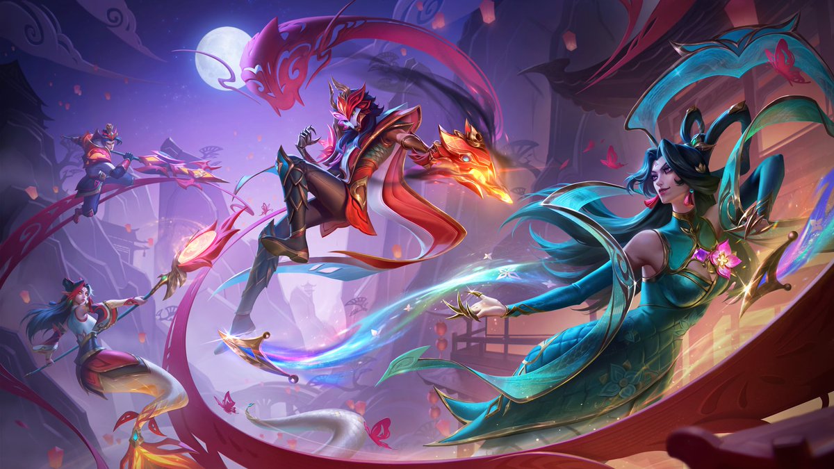 LeagueOfLegends's tweet photo. Beauty with bite🐍 Welcome the Lunar New Year with Mythmaker Jhin, Jarvan IV, Nami, and Prestige Mythmaker Cassiopeia. https://t.co/2Hr69O0VR0