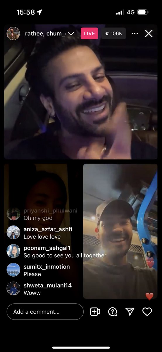 jisooleigh's tweet photo. the trio united 🫶🏽 Karan Veer Mehra instagram live with chum and digvijay #kvm#biggboss18 https://t.co/MuvOoVTNj9