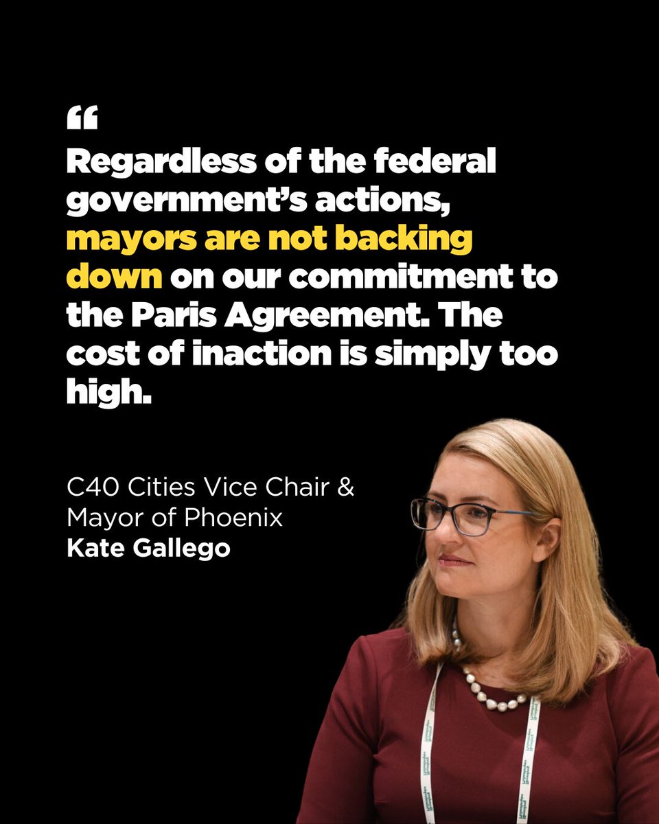 c40cities's tweet photo. 🚨Trump has pulled the US out of the Paris Climate Agreement.

Despite this act of climate vandalism, American city mayors and the whole C40 Cities network are united in action to confront the climate crisis.

(1/3) https://t.co/caCtgZfA2N