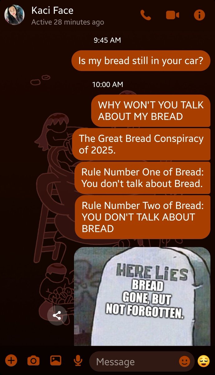 Heaether's tweet image. My bestie picked up a loaf of bread for me yesterday and left it in her car. This is what 15 minutes of ignoring my message gets you. I'm honestly not sure why she's still friends with me. 🤷🏻‍♀️