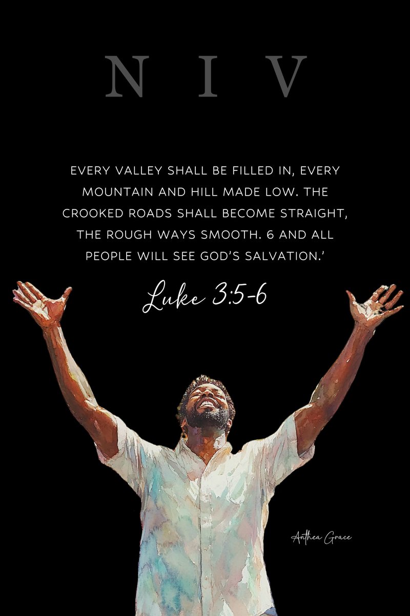 anthea_grace's tweet photo. #designrequest
Every valley shall be filled in, every mountain and hill made low. The crooked roads shall become straight, the rough ways smooth. 6 And all people will see Godβs salvation
- Luke 3:5-6 (NIV) https://t.co/XqIRYkfsw0