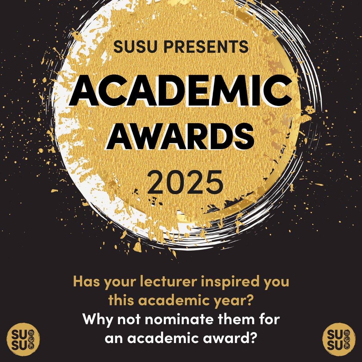 🌟Academic Awards nominations are now open! 🌟
Has anyone gone above and beyond to improve or support your academic experience this year? 

Nominations are open from Monday 20th January – Friday 7th March. susu.org/academic-award…