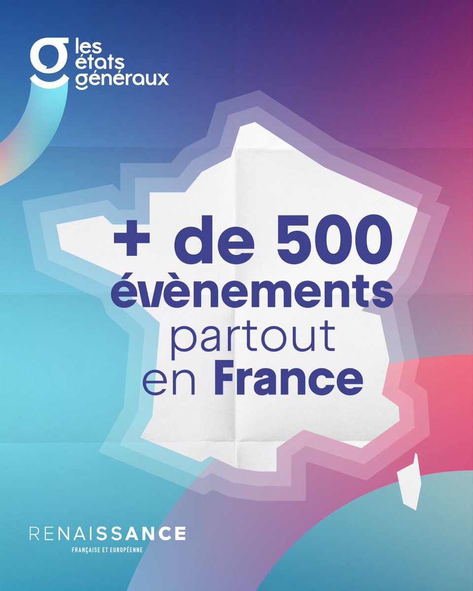 Renaissance's tweet photo. Plus de 500 événements partout en France : les États généraux du parti, c’est maintenant !

📍 Trouvez la réunion près de chez vous via votre espace adhérent.

➡️ https://t.co/oomSfv0ZX5 https://t.co/phbidOEXbP
