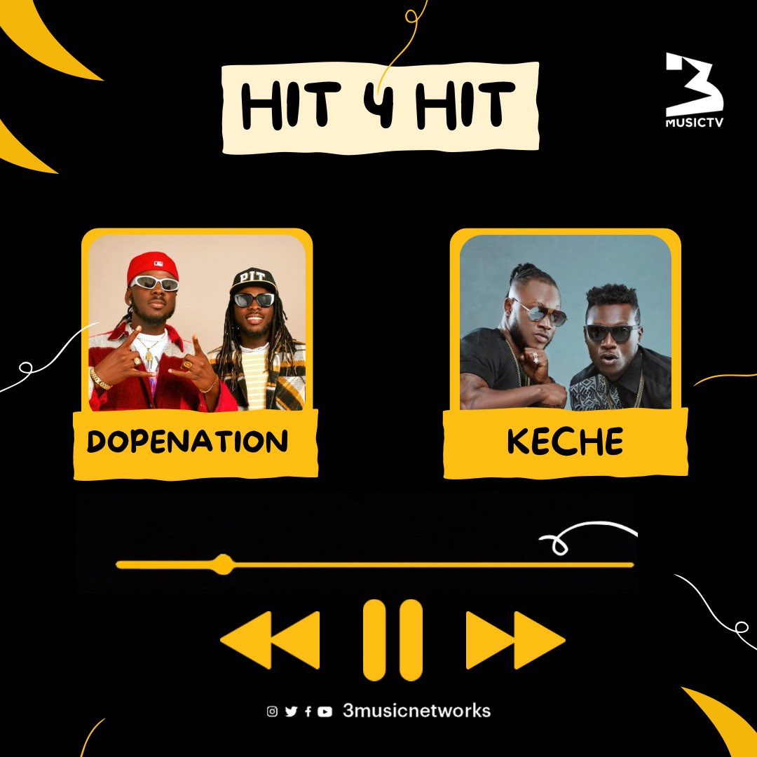 3musicnetworks's tweet photo. ๐จ๐ถ: HIT 4 HIT๐ฅ
KECHE VS DOPENATION
THREAD๐
#3MusicTV #Hit4Hit https://t.co/uTCPZy3iD9