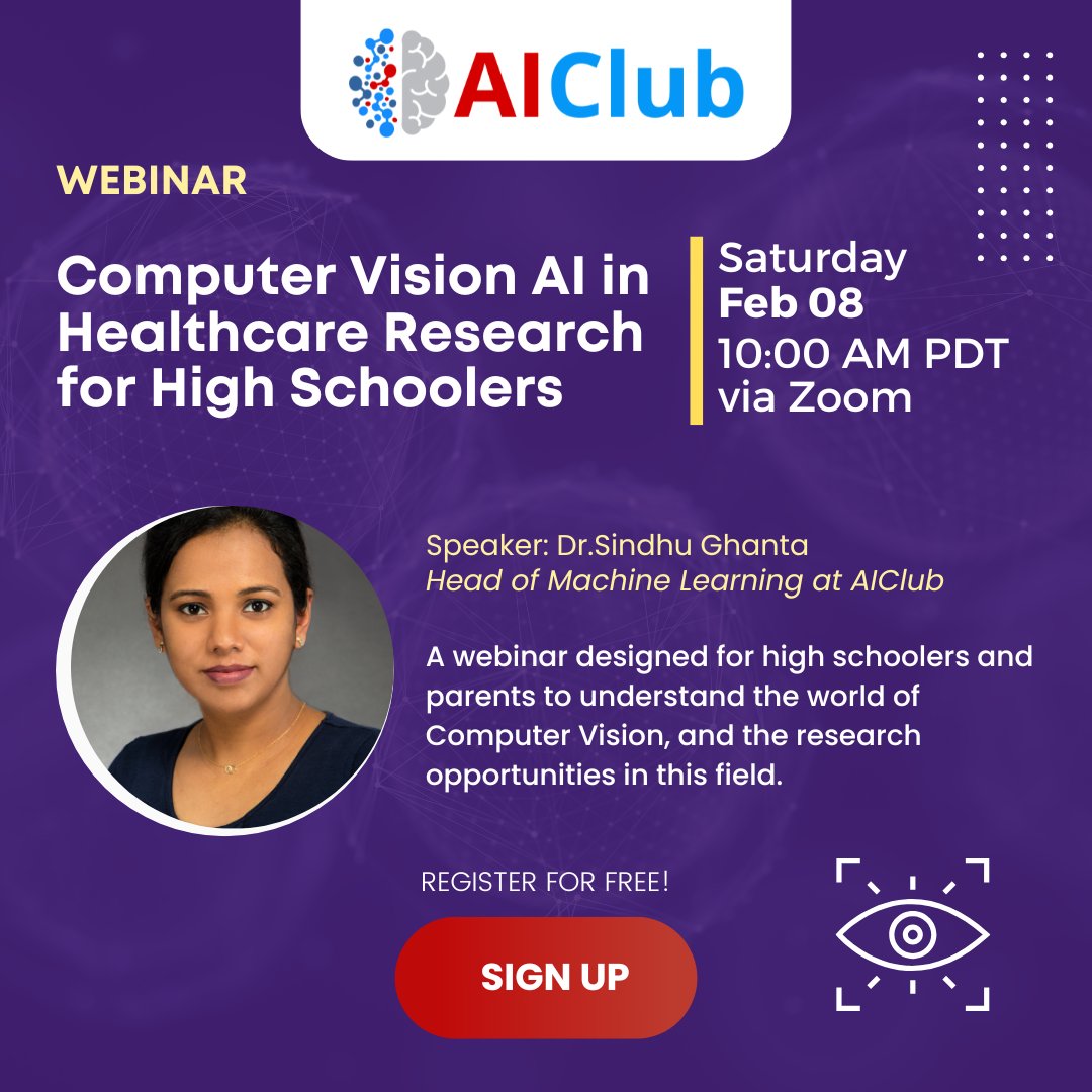 Want to learn about how AI is revolutionizing healthcare? Join our webinar to learn about computer vision, real-world applications, and how students can get involved in groundbreaking research. 🌟

Secure your spot! 👇
bit.ly/3BJAX03