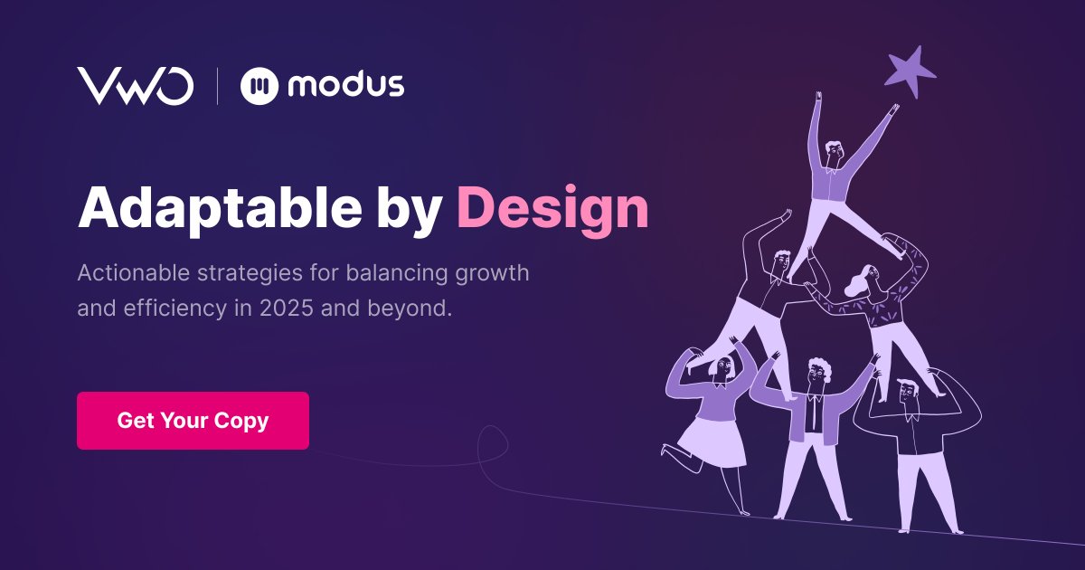 Adapt or get left behind. Rapid change, budget scrutiny, shifting consumer demands... Sound familiar? In “Adaptable by Design,” we partnered with experimentation platform <a href="/VWO/">VWO</a> to explore strategies for thriving in 2025 and beyond. Get the eBook here! hubs.ly/Q031tfmv0