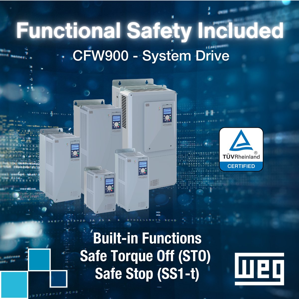 weg_usa's tweet photo. Safety is at the core of reliable operations. The WEG CFW900 system drive comes equipped with built-in functional safety features.

#WEG #CFW900 #FunctionalSafety #SystemDrive #OperationalExcellence https://t.co/uADDVdKPh1