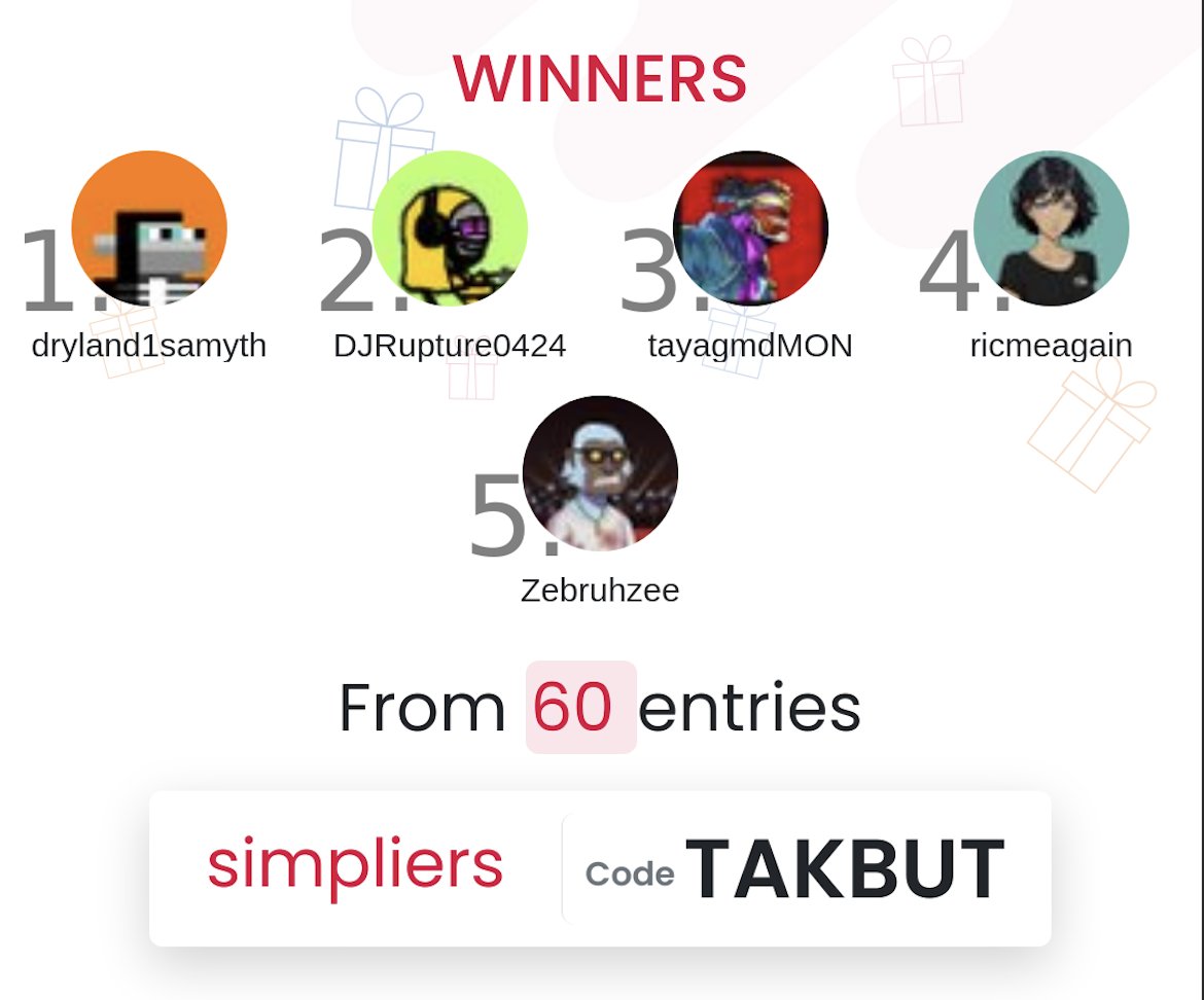 Greystache MT (@greystache_mt) on Twitter photo <a href="/numo_0/">numo.eth</a> Thanks for everyone who participated. Keep an eye on this project and other opportunities to get that WL.
Congratulations to our winners:
<a href="/dryland1samyth/">dryland 🟧🐒</a>
<a href="/DJRupture0424/">DJRupture424</a>
<a href="/tayagmdMON/">ShetwinHeartMender⚡️🔋</a>
<a href="/ricmeagain/">Rixme</a>
<a href="/Zebruhzee/">Zebruh🦓</a>
Please flip me your wallet via DM to <a href="/Greystache_1/">Greystache</a> <a href="/numo_0/">numo.eth</a> Thanks for everyone who participated. Keep an eye on this project and other opportunities to get that WL.
Congratulations to our winners:
<a href="/dryland1samyth/">dryland 🟧🐒</a>
<a href="/DJRupture0424/">DJRupture424</a>
<a href="/tayagmdMON/">ShetwinHeartMender⚡️🔋</a>
<a href="/ricmeagain/">Rixme</a>
<a href="/Zebruhzee/">Zebruh🦓</a>
Please flip me your wallet via DM to <a href="/Greystache_1/">Greystache</a>