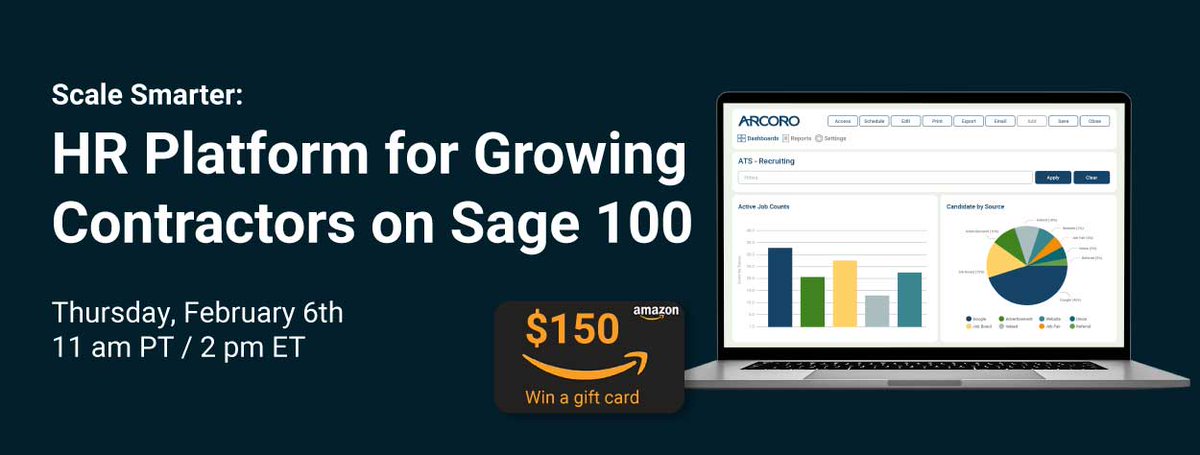 Get prepared to grow in 2025. Attend Sage and Arcoro’s webinar to learn how to scale smarter with an HR platform that integrates with Sage 100 Contractor. Stay for the entire session, and stand a chance to win a $150 Amazon gift card! Register here:

hubs.la/Q033lsf_0