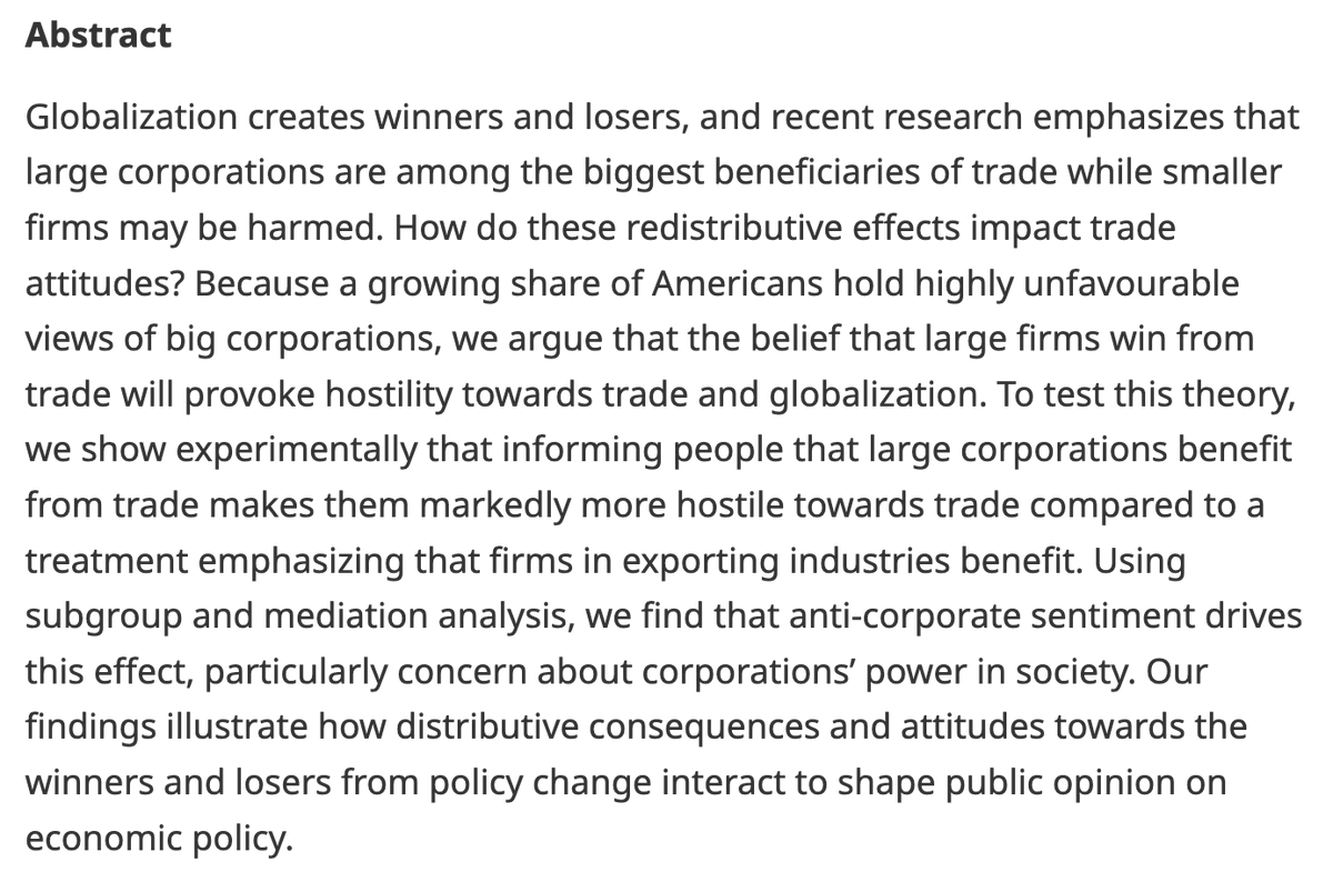 International Collaboration (@interna01697120) on Twitter photo New article alert: "The Wrong Winners: Anti-Corporate Animus and Attitudes Towards Trade" by <a href="/armenon_memorie/">Anil Menon</a> and Iain Osgood is now published in <a href="/BJPolS/">British Jnl Poli Sci</a>
Link to article: doi.org/10.1017/S000... New article alert: "The Wrong Winners: Anti-Corporate Animus and Attitudes Towards Trade" by <a href="/armenon_memorie/">Anil Menon</a> and Iain Osgood is now published in <a href="/BJPolS/">British Jnl Poli Sci</a>
Link to article: doi.org/10.1017/S000...