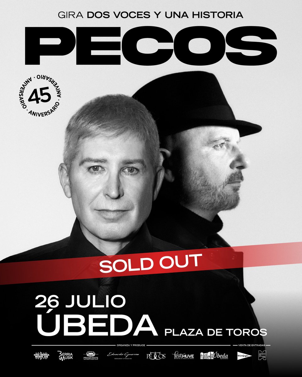 SOLD OUT en Úbeda el próximo 26 de julio!!!👏🏻👏🏻👏🏻 Pecos y su gira DOS VOCES Y UNA HISTORIA agotada las entradas en la ciudad 💫💫💫

🎫 consulta las ciudades y entradas disponibles en la web!!!
#pecos #gira2025 #giradosvocesyunahistoria