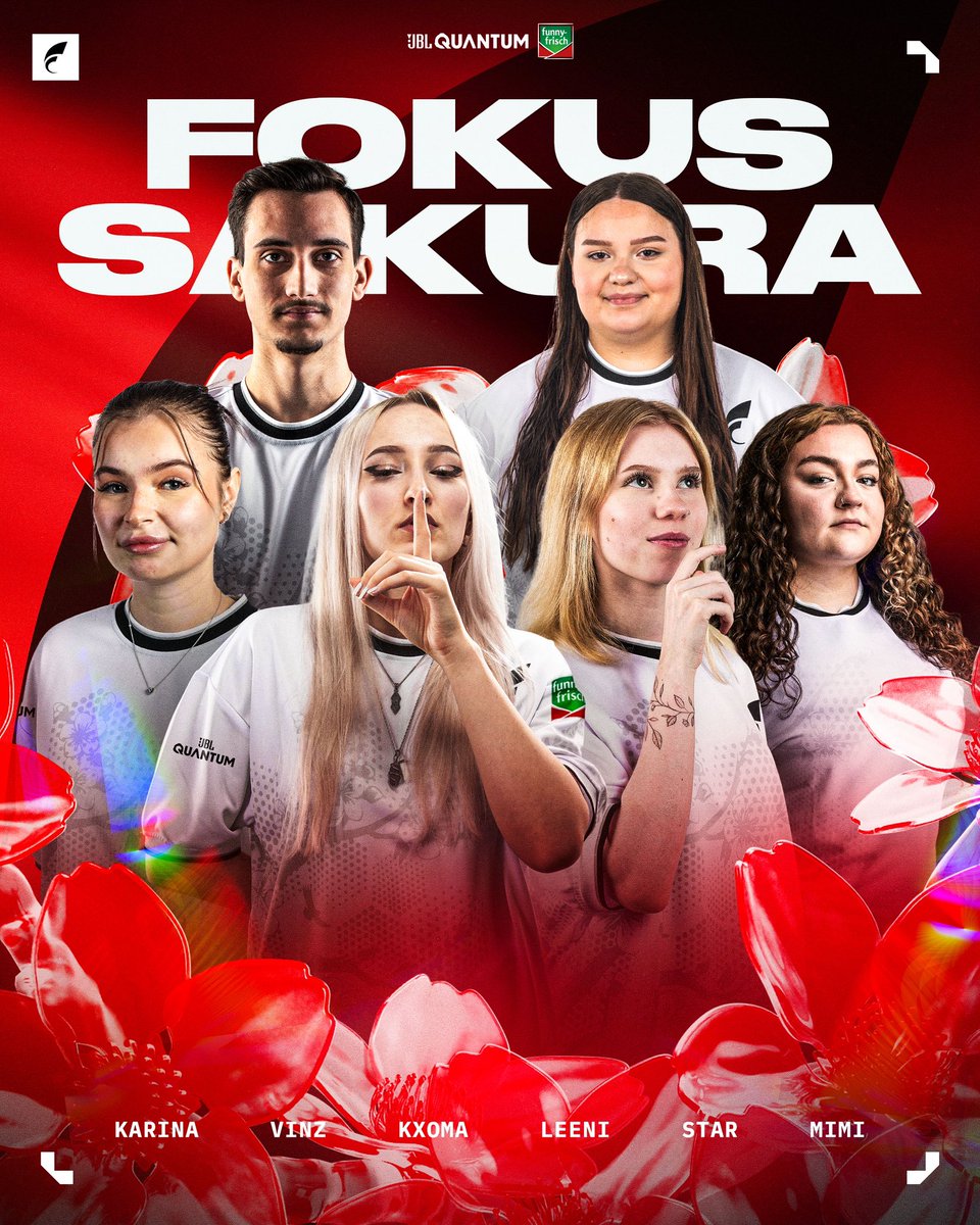 Das ist unser Sakura Line-Up für diese Season 🙏

🇩🇪 <a href="/karina_wurm/">KΛRИNΛ</a> 
🇨🇿 <a href="/KXomaa/">KXoma</a> 
🇫🇮 <a href="/leenikaislaa/">leeni</a> 
🇩🇪 <a href="/starvlrr/">Star</a> 
🇪🇸 <a href="/mimifloress_/">Mimi</a> 
🇩🇪 <a href="/vinzenzval/">NXT vinzenz</a> (C)

Wir greifen direkt heute im Project Queens Open Qualifier an 😤