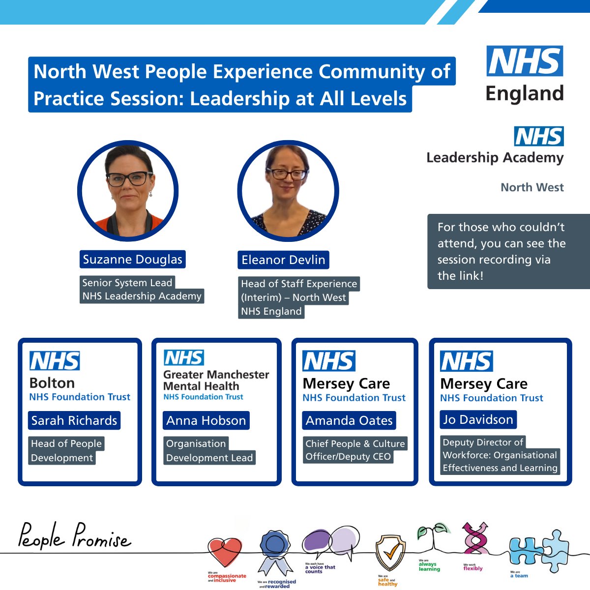 We were delighted to support the January Community of Practice Session - “Leadership for All Levels”, where Suzanne facilitated meaningful discussions alongside other #NHS colleagues🙌

For those who couldn’t attend, you can see the session recording here:
future.nhs.uk/connect.ti/Nor…