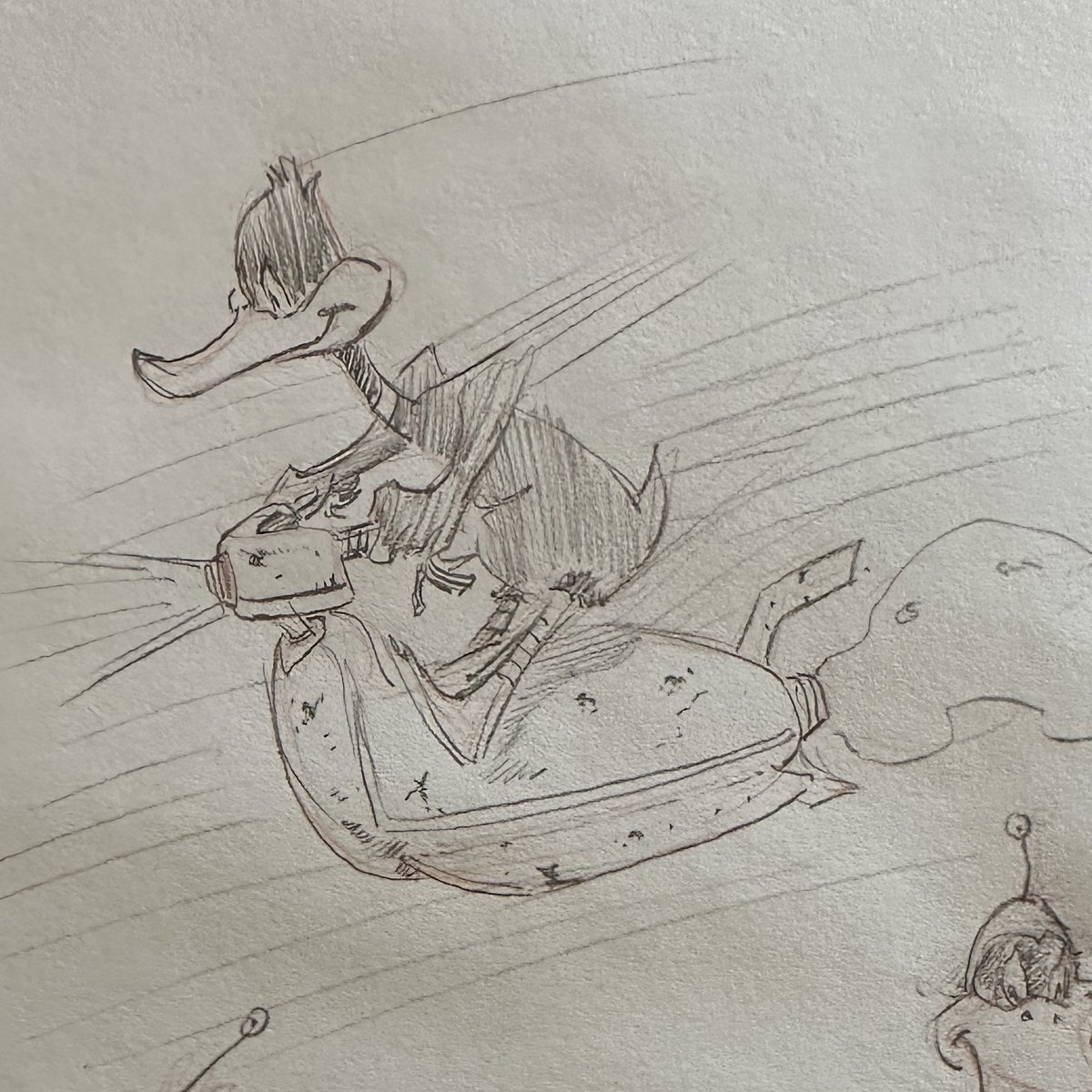 rodriguezandy74's tweet photo. Andy B. Rodriguez "Duck Dodgers in the 24 1/2th Century" January 2025, Marker, pen and ink on toned tan paper, 9x12 in.
.
#daffyduck #conceptart #illustration #art #looneytunes #animation #cartoons https://t.co/cm56btDEQ9