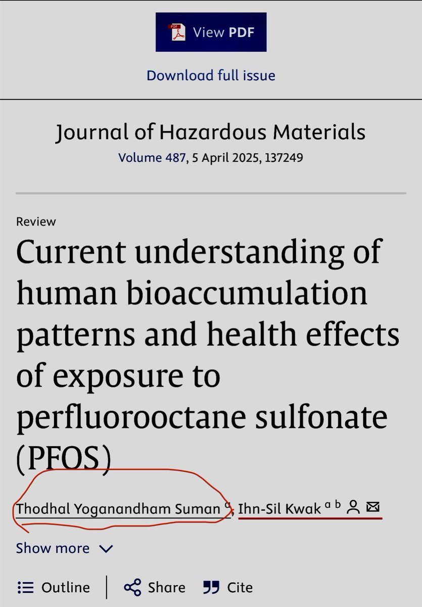 I’m thrilled to announce the publication of my review paper in the Journal of Hazardous Materials titled "Current Understanding of Human Bioaccumulation Patterns and Health Effects of Exposure to Perfluorooctane Sulfonate (PFOS).

sciencedirect.com/science/articl…

#PFOS