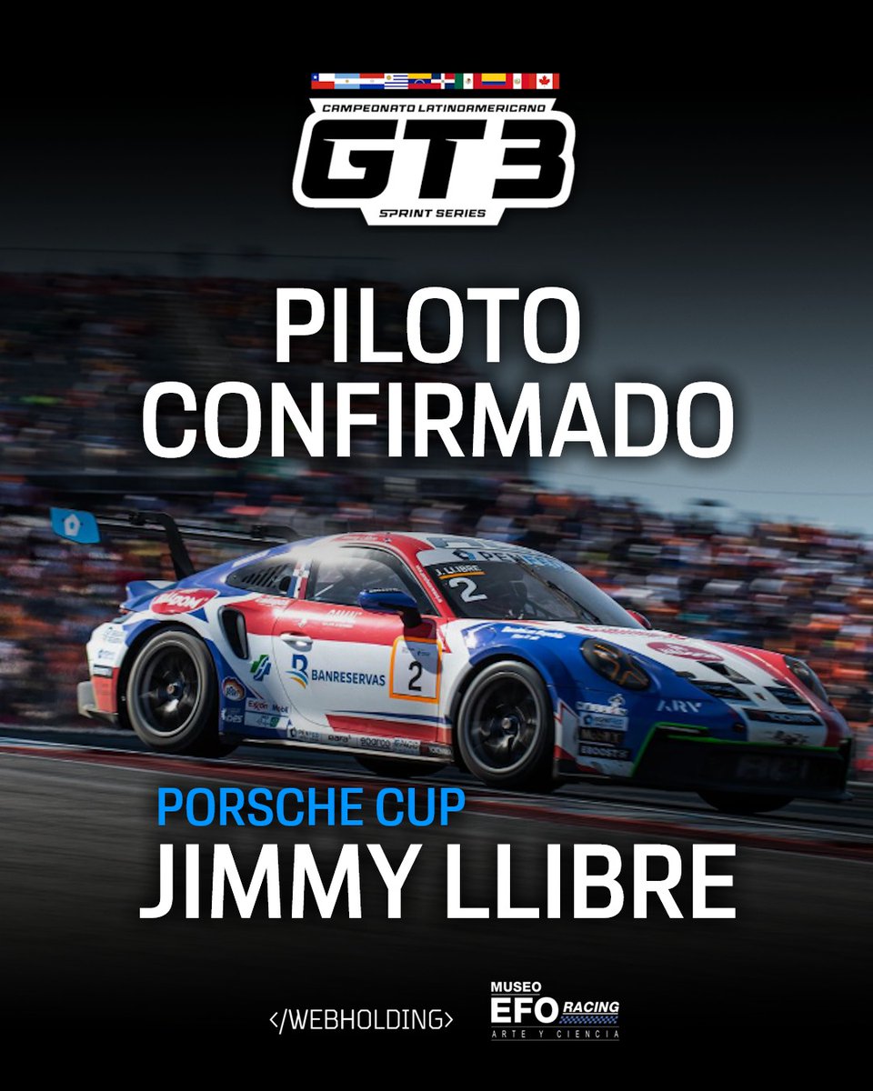 Jimmy Llibre el piloto de la Porsche Cup North America dirá presente en el campeonato GT3 Sprint Series 2025!

Junto a otros 6 autos compondrán el Cibao Racing Team 🇩🇴