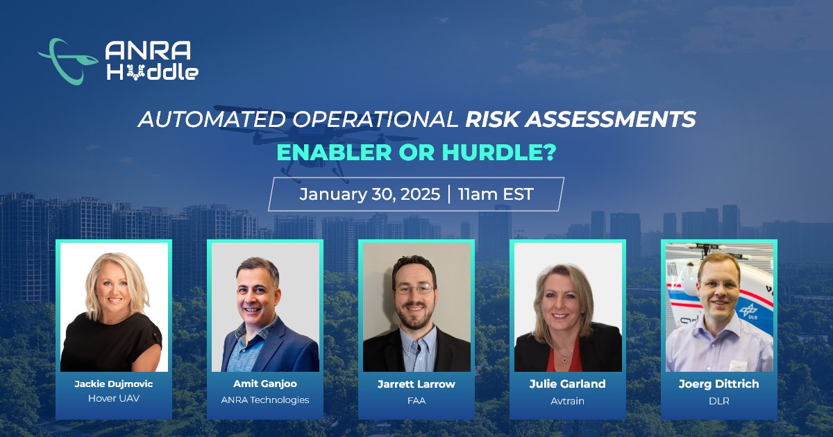 The next #ANRAHuddle is a week away! Explore how automated operational risk assessments are revolutionizing #UAS  integration. 
Hear from experts shaping the future of drone safety, operations, and policy:

🚨 Don’t Miss Out! Register today: tinyurl.com/5bxcdhvz