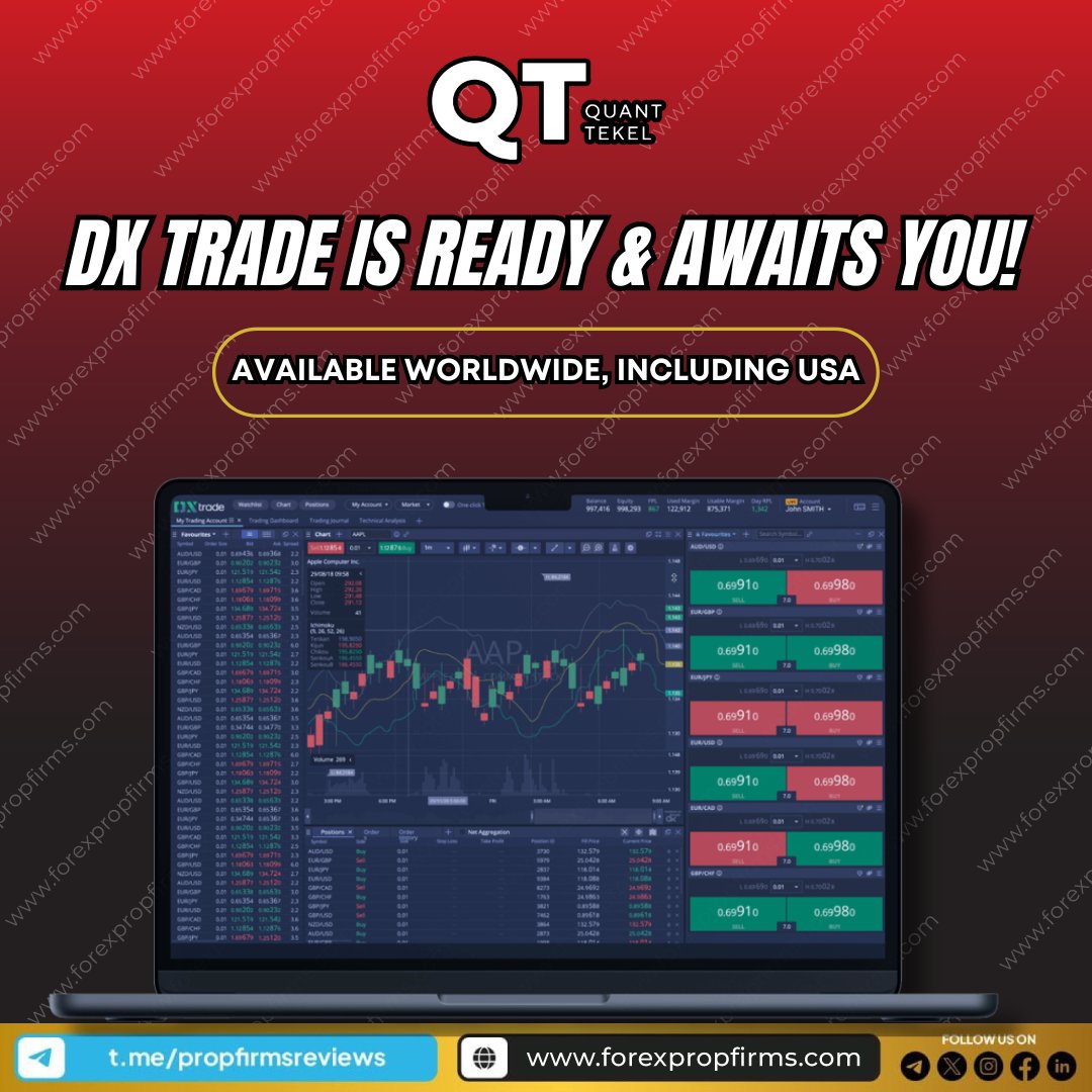 propfirms's tweet photo. 🌍 Quant Tekel: DX Trade is Ready for You! 🌍

DX Trade by Quant Tekel is now live and ready for action.

💼 Available worldwide, including the USA, DX Trade offers seamless access to global trading opportunities.
-
-
#PropTrading #QuantTekel #DXTrade #ForexTrading #GlobalTrading https://t.co/HMmcXcrcnK