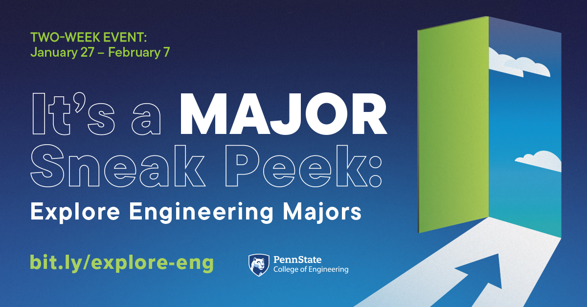 PSUAerospace's tweet photo. Are you interested in aerospace engineering❓

We are hosting an exploration event, “Charting Your Course for Aerospace Engineering,” on January 28, 4:30-5:30 p.m., in 504 ECoRE! 

Join us and learn about our department and more ➡️ https://t.co/hgBSQs6jHl https://t.co/XYNghFPqN5