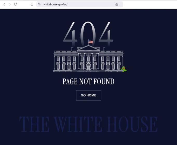 MJTruthUltra's tweet photo. Oh my God… lol

The Spanish Whitehouse website is no longer working.

It has been deleted and the “Home” redirection link has been changed to say “GO HOME”.🤣🤣🤣🤣☠️

https://t.co/rsIXbJ1ncG https://t.co/hMEHAxcUey