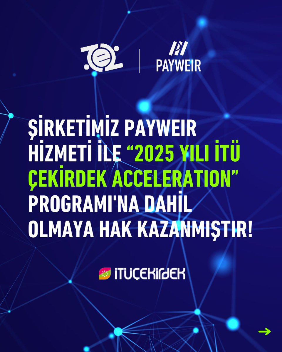 Tashatmans_AS's tweet photo. Tashatmans olarak, Payweir hizmeti ile 2025 yılı İTÜ Çekirdek Acceleration Programı'na kabul edilmiş olmanın gururunu yaşıyoruz! 🚀💡 https://t.co/BzHxbTTyR2