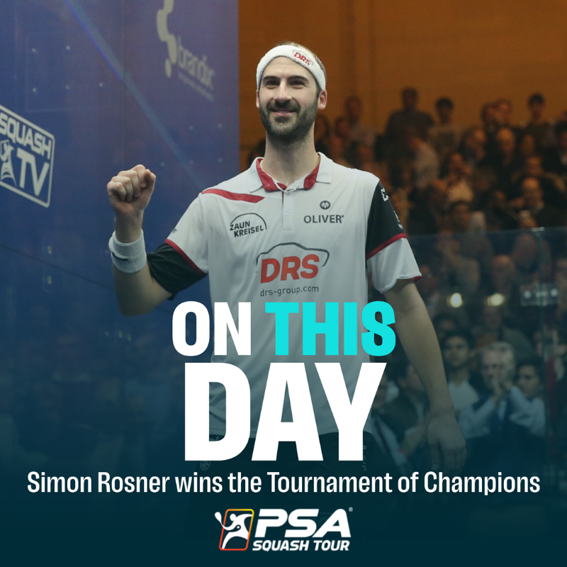 PSASquashTour's tweet photo. #OnThisDay in 2018 📅

@simonroesner became the first German to win a Platinum-level event on the PSA Squash Tour 🇩🇪🏆