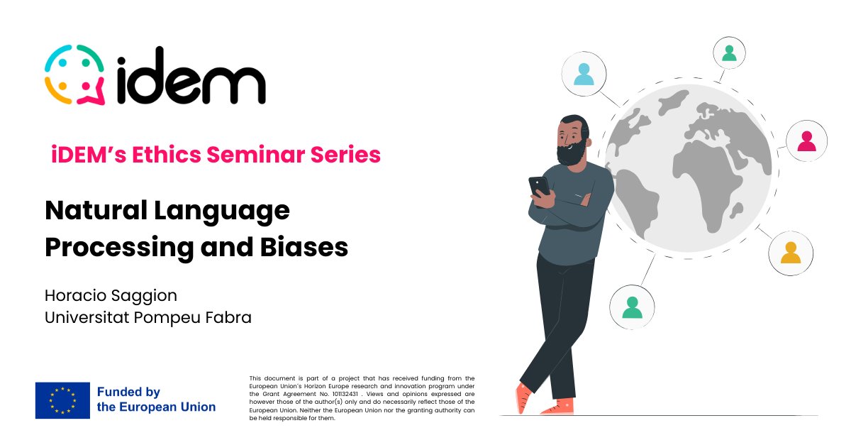 idem_EU's tweet photo. Last week #iDEM held an internal seminar regarding biases in Natural Language Processing #NLP.

iDEM is developing an app using #NLP to make information more accessible.

Read more about our seminar on our website: 👉 https://t.co/BxUeoartbu https://t.co/tqM522A8Pl