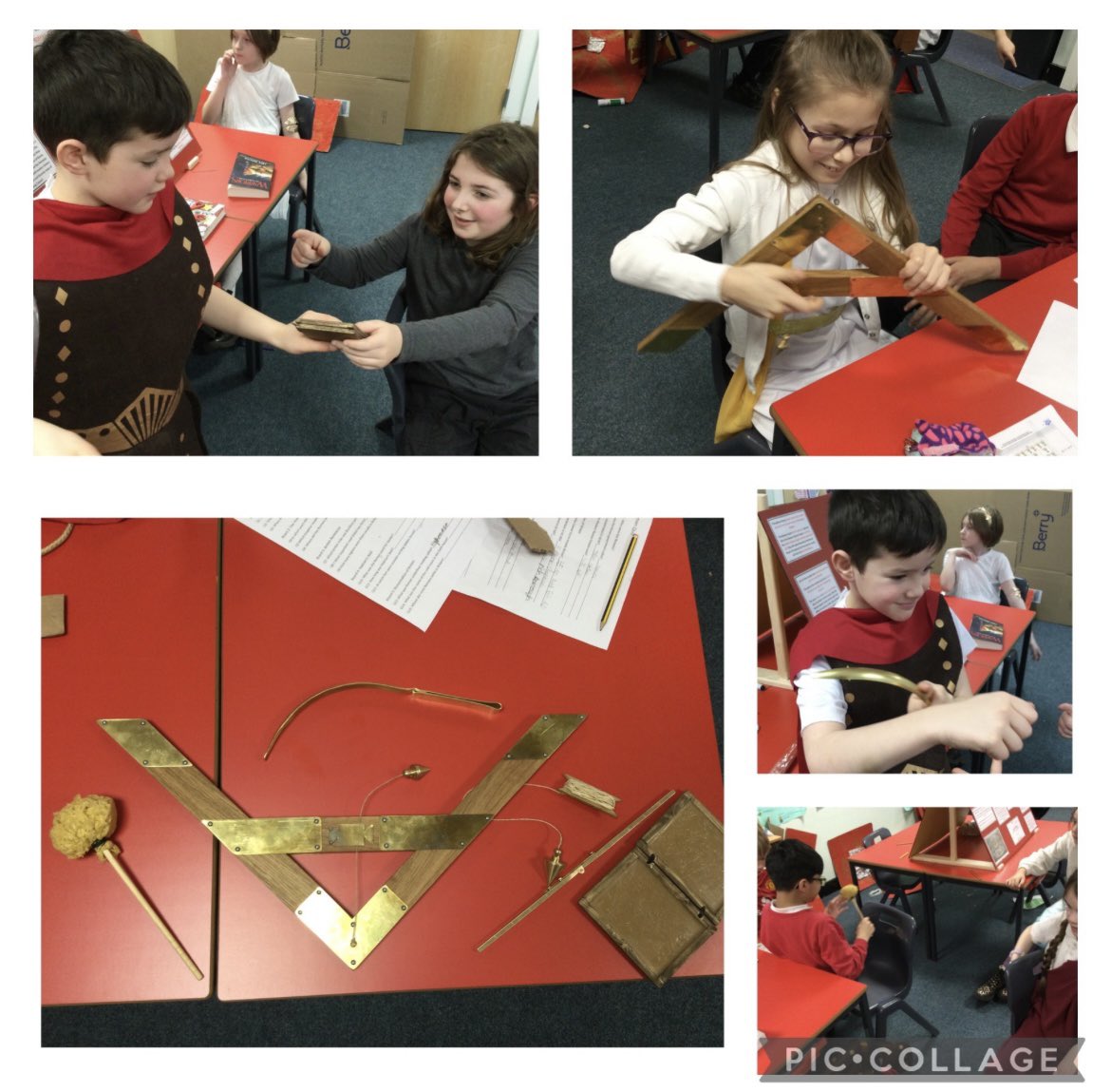 ParkViewPV's tweet photo. Today year 4 dressed up for the occasion and we had a visit from Marcus, a Roman solider telling us all about life as a Roman! He brought some Roman games, artefacts, and a quiz! At the end of the day, we battled! #PVHistory https://t.co/CF34dp9GrD