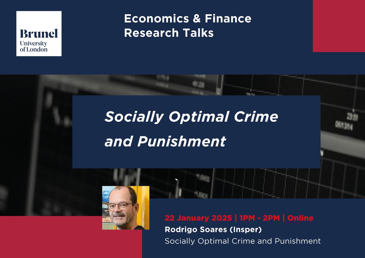 CALSS Research (@cbass_research) on Twitter photo ๐ This Wednesday: Socially Optimal Crime and Punishment
๐ Learn more and join the talk: lnkd.in/e3KgWubt
<a href="/BrunelResearch/">Brunel Research</a> ๐ This Wednesday: Socially Optimal Crime and Punishment
๐ Learn more and join the talk: lnkd.in/e3KgWubt
<a href="/BrunelResearch/">Brunel Research</a>