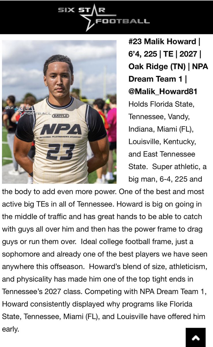 Malik Howard 4⭐️ ‘27 TE tweet media