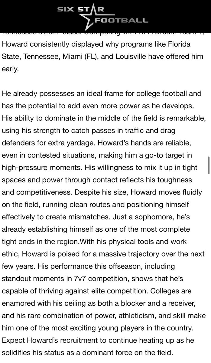 Malik Howard ‘27 TE (@malik_howard81) on Twitter photo #blessed Thank you <a href="/sixstarfootball/">Six Star Football | PLUS+</a>
<a href="/BuckFitz/">NPA/SUPERMAX 100</a> <a href="/PennySmith_/">Smith</a> <a href="/Grade_aTraining/">🅰️</a> <a href="/NatlPlaymkrsAca/">NatlPlaymkersAcademy</a> <a href="/NCEC_Recruiting/">NPA</a> <a href="/Battle/">Battle Sports</a> <a href="/ChadSimmons_/">ChadSimmons</a> <a href="/samspiegs/">Sam Spiegelman</a> @On3Recruits #blessed Thank you <a href="/sixstarfootball/">Six Star Football | PLUS+</a>
<a href="/BuckFitz/">NPA/SUPERMAX 100</a> <a href="/PennySmith_/">Smith</a> <a href="/Grade_aTraining/">🅰️</a> <a href="/NatlPlaymkrsAca/">NatlPlaymkersAcademy</a> <a href="/NCEC_Recruiting/">NPA</a> <a href="/Battle/">Battle Sports</a> <a href="/ChadSimmons_/">ChadSimmons</a> <a href="/samspiegs/">Sam Spiegelman</a> @On3Recruits