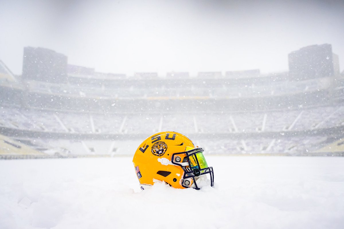 LSUfootball's tweet image. The Chance of Snow is….