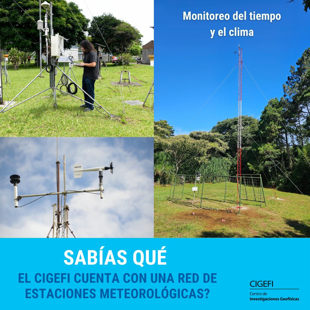 El CIGEFI cuenta con 11 estaciones meteorológicas con el objetivo de monitorear los elementos del clima como la lluvia, temperatura, humedad, velocidad del viento, dirección del viento, radiación solar y presión atmosférica.