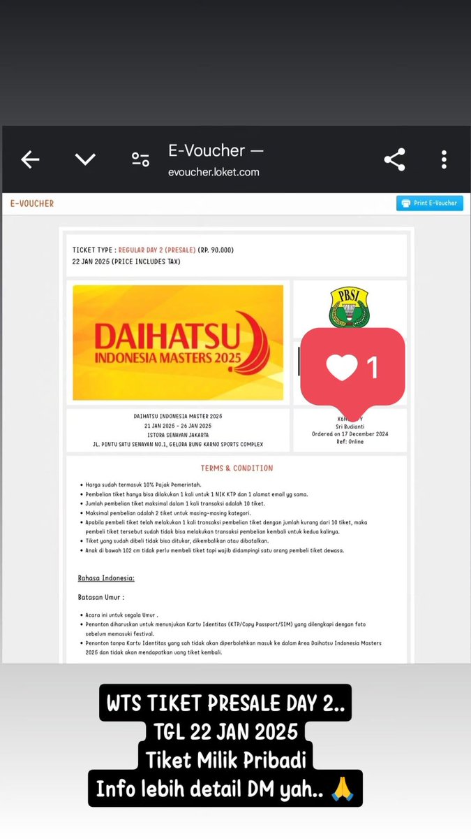 WTS PRESALE REGULER DAY 2..
info lebih detail silahkan DM terimakasih . 🙏

Indonesia Master 2025
#IndonesiaMasters2025 #DIM2025
#bulutamgkis #Daihatsuindonesiamaster2025