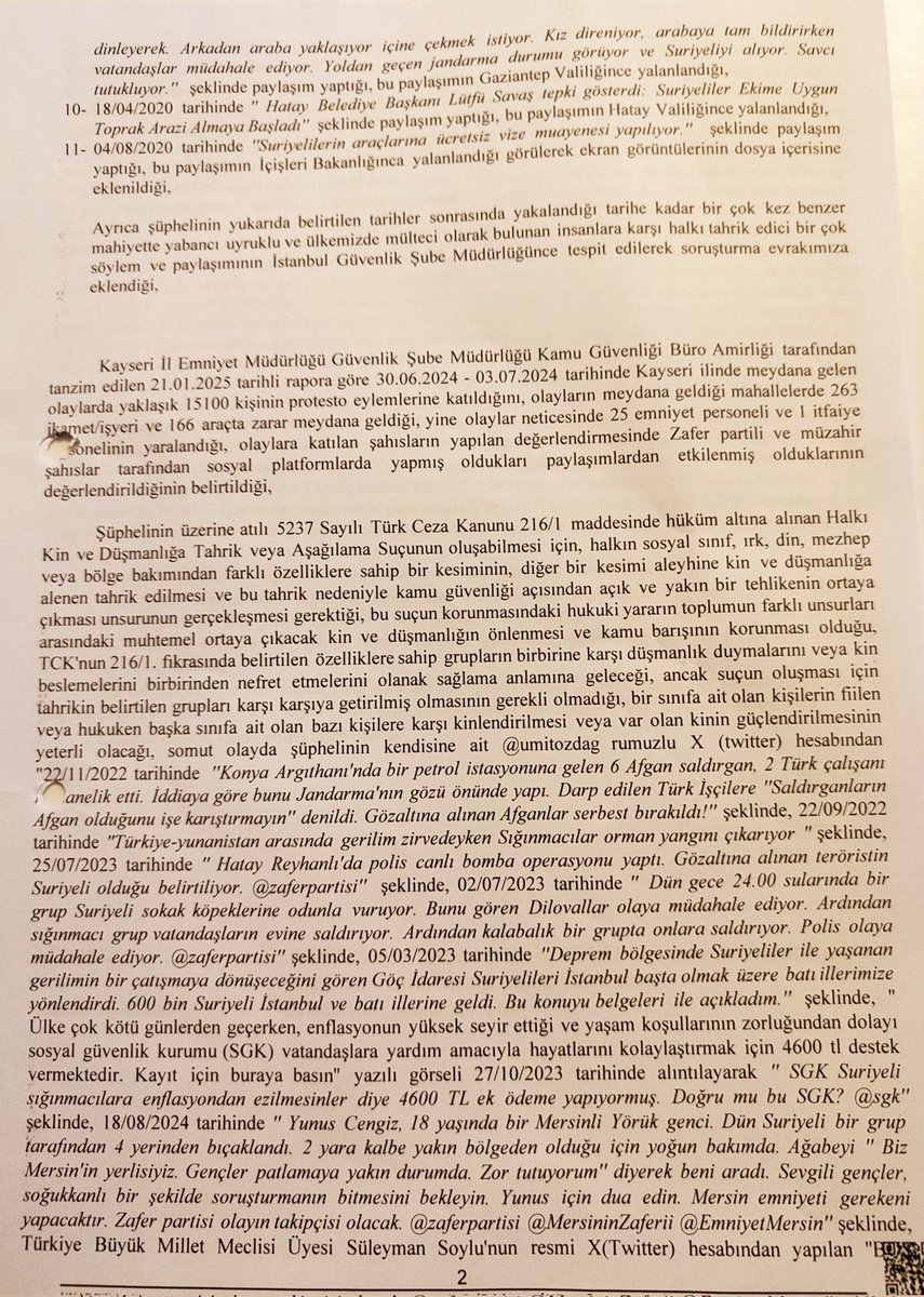 ConflictTR's tweet photo. 🔴Gazeteci İsmail Saymaz:

Ümit Özdağ’ın tutuklamaya sevk yazısında 11 tweet suç unsuru olarak gösteriliyor.
Bunlardan ikisi 2020 yılına, dördü 2022’ye, dördü 2023’e, biri 2024’e ait. https://t.co/CZFSLdkyym
