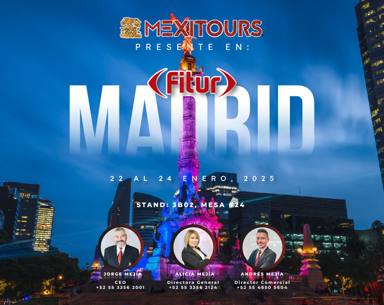 Nos vemos en FITUR (Feria Internacional de Turismo) en la ciudad de Madrid, España.
Del 22 al 24 de Enero, 2025 ¡Nos dará mucho gusto saludarlos!☺️

#FITUR2025 #turismo #madrid #enero
