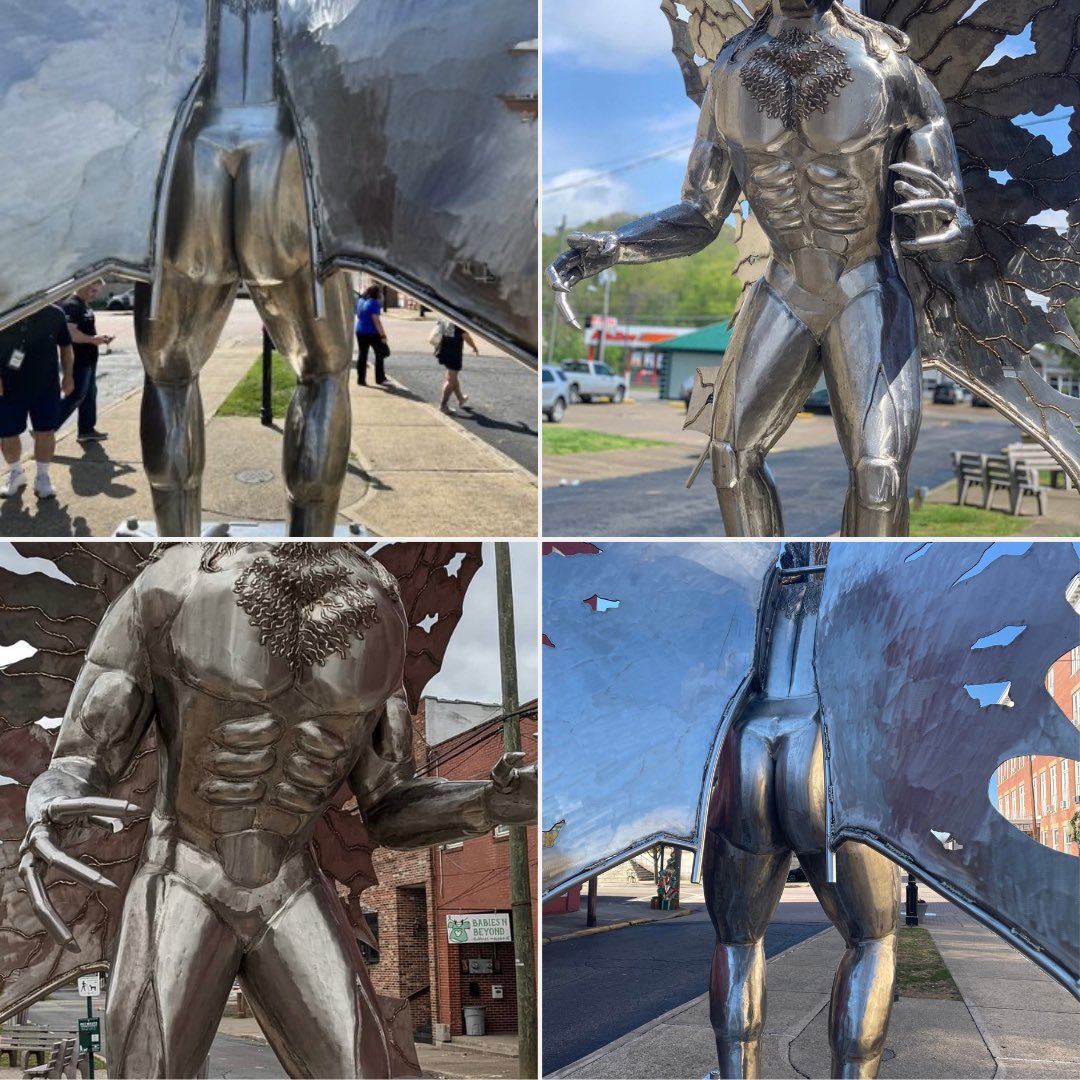 Straight up jorkin it to pictures of the mothman statue rn
