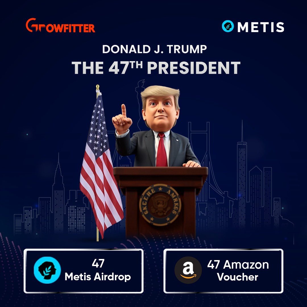 47 $METIS Giveaway 🇺🇸 

In honor of Donald J. Trump becoming the 47th president of the USA 🇺🇸 , today we are am giving away 47 <a href="/MetisL2/">Metis🌿</a> to 1 Lucky Follower &amp; 47 lucky followers who like &amp; comment will get Amazon Voucher

Be sure to include $GFIT somewhere in your comment to