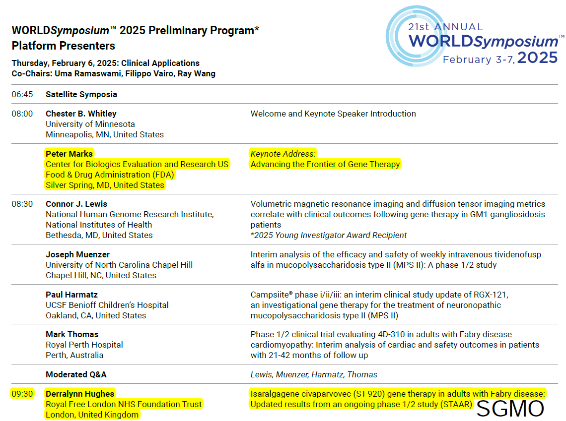 BiotechAnalysst's tweet photo. 2 weeks: $SGMO February 6 #Peter #Marks Keynote Address: "Advancing the Frontier of Gene Therapy" #Isaralgagene #civaparvovec gene therapy in adults w Fabry disease: Updated results from an ongoing phase 1/2 study (STAAR) https://t.co/5zuLgnLF5J