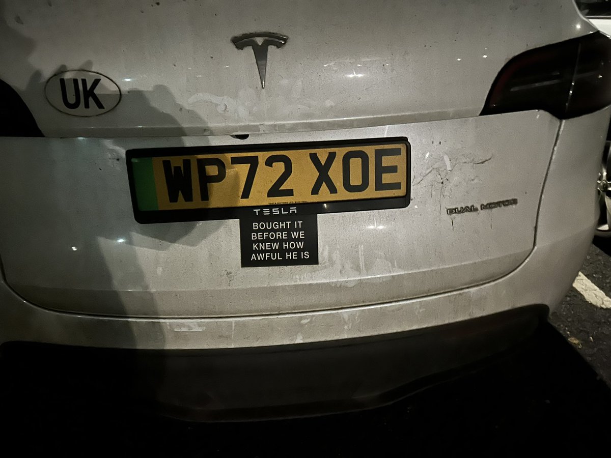 They’re going to need a bigger sticker. 

The main advantage of the Tesla being automatic is that you can practice your salute while driving.