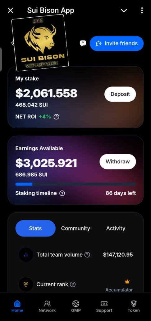 It's Been A Great Experience With SUI BISON, Started Sui Bison December And I have made thousands of dollars for staking my Sui With Them.
SUI BISON FIRST SMART CONTRACT ON SUI BLOCKCHAIN 

Join
t.me/sui_bison_bot?…

@SuiBison 
#CommunityDriven #Suibison #WinBig #SuccessStory