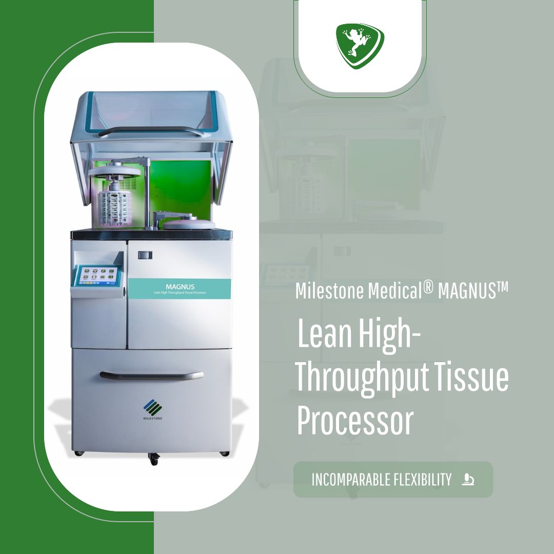 FroggaBio's tweet image. Checkout the MAGNUS™ Lean High-Throughput Tissue Processor by @Milestonemedusa — available now at FroggaBio! Incomparable flexibility, lean design, and unmatched processing times. 🐸✨

LEARN MORE: hubs.li/Q033m0Xs0

#TissueProcessor #Histology #Innovation #Lab #FroggaBio