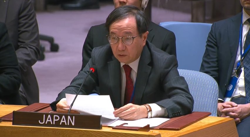 JapanMissionUN's tweet photo. At #UNSC on #MEPQ, 🇯🇵 makes 3 pts:
1️⃣the ceasefire will expand aid delivery throughout #Gaza; now is the time to scale up humanitarian relief supply
2️⃣our concerted efforts are necessary to restore Gaza
3️⃣we must lay foundation for a two-state solution
🔗https://t.co/a3Up7jsNOG https://t.co/QcyrfY8yEr