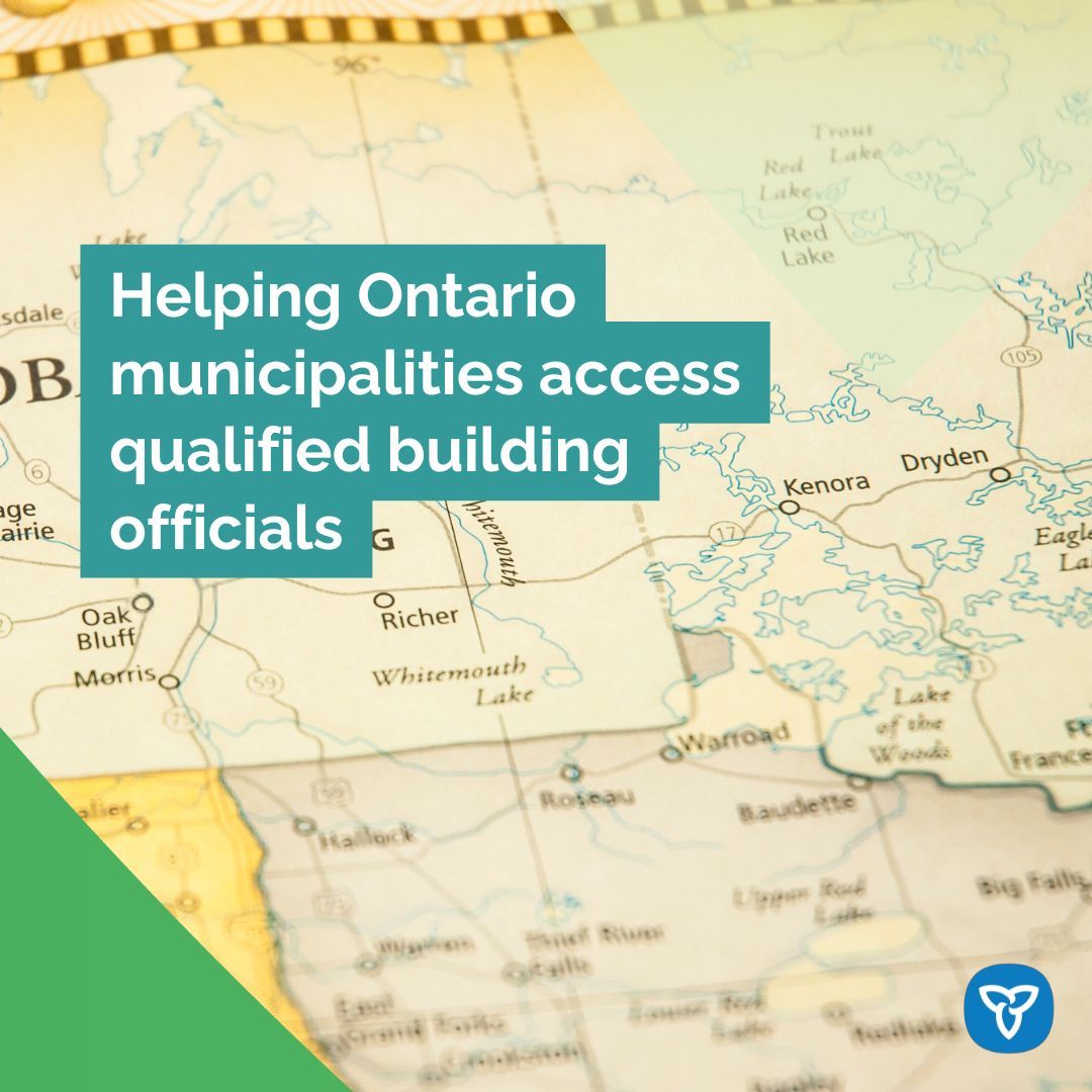ONmunicipal's tweet photo. Qualified building officials from Manitoba are now eligible for an Equivalency Assessment. This process will make it easier to recruit building officials and help address building official shortages, particularly in northern Ontario communities. 
 
https://t.co/IcmSV6pg3G https://t.co/xaDcXWeB7X