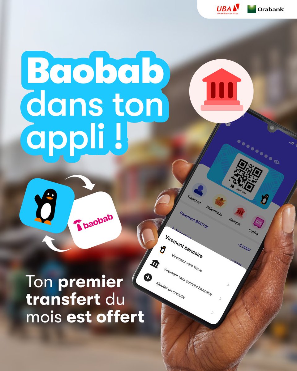 wave_ci's tweet photo. 🎉 Baobab CI rejoint la liste des micro-finances partenaires Wave !
Relie dès maintenant ton compte Baobab à l'application Wave et profite de transferts instantanés et sécurisés ! 💸📲 Le premier transfert du mois est GRATUIT !
#WaveCIV #Baobab https://t.co/twTO5pieix