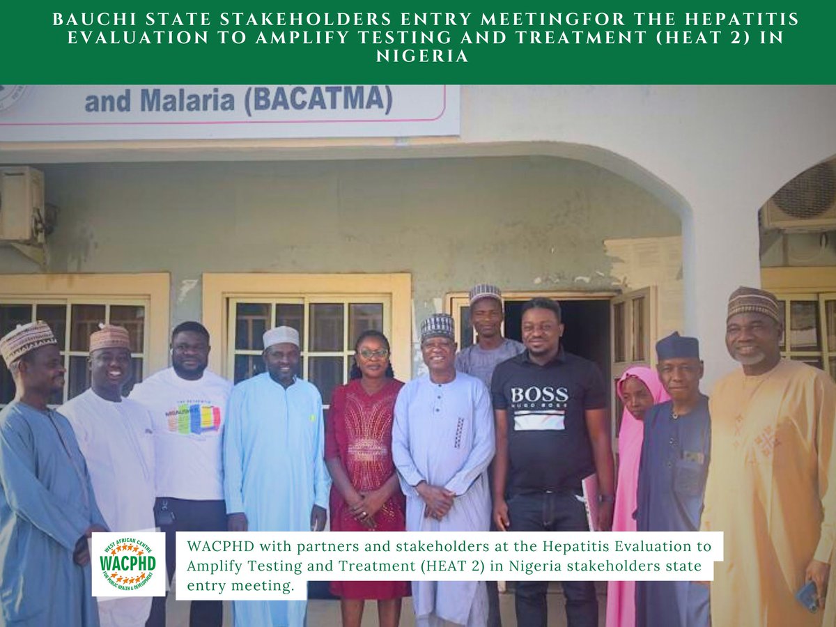 wacphd_org's tweet photo. Stakeholders included the Hon. Commissioner for Health, Bauchi, the NASCP National Coordinator, BACATMA, health officials, and community leaders. Together, we’re advancing hepatitis testing and treatment in the region.  
#WACPHD #HEATII #PublicHealth #HepatitisElimination https://t.co/Kl3CnXWyKc