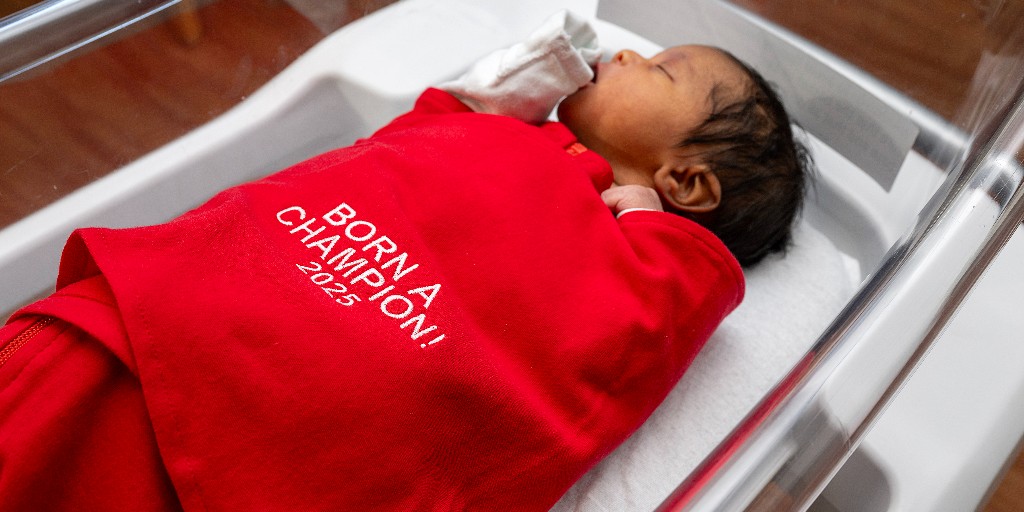 OSUWexMed's tweet photo. Born a Buckeye. Born a Champion 😤

All #BuckeyeBabies born through the end of the month will receive a special swaddle commemorating @ohiostatefb’s National Championship win! 🎉 https://t.co/uSZDkLs30d