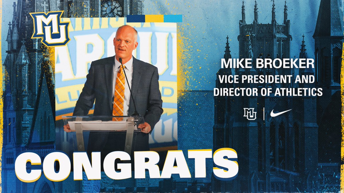 Marquette Athletics (@muathletics) on Twitter photo Mike Broeker has been promoted to <a href="/MarquetteU/">Marquette University</a> Vice President and Director of Athletics! Mike has spent the last 21 years at MU and was in his 18th year as Deputy AD. #WeAreMarquette
today.marquette.edu/2025/01/marque… Mike Broeker has been promoted to <a href="/MarquetteU/">Marquette University</a> Vice President and Director of Athletics! Mike has spent the last 21 years at MU and was in his 18th year as Deputy AD. #WeAreMarquette
today.marquette.edu/2025/01/marque…